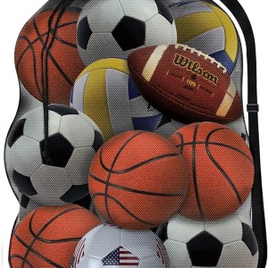 Heavy Duty Mesh Ball Bag – Sports Equipment Storage Organizer with Adjustable Strap